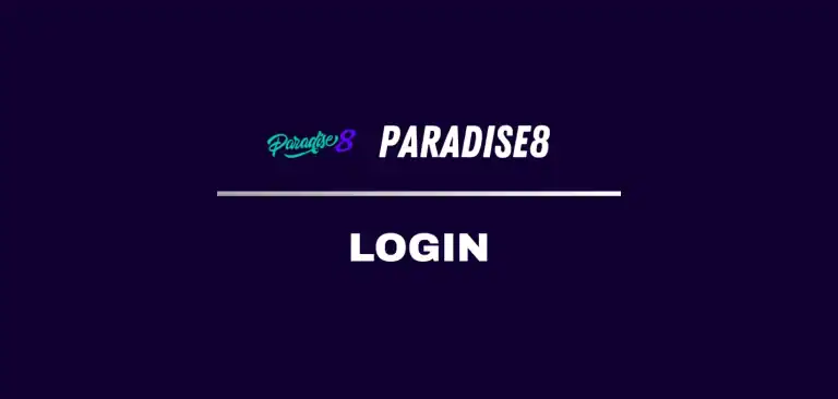 Casino login screen with Paradise8 branding and da.